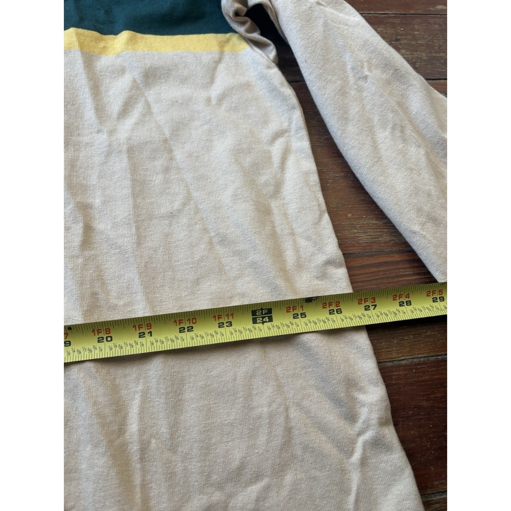 Lands End Rugby Shirt 2XL Tall 50-52 Cotton Beige Green Yellow Heavy Long Sleeve - Picture 8 of 9